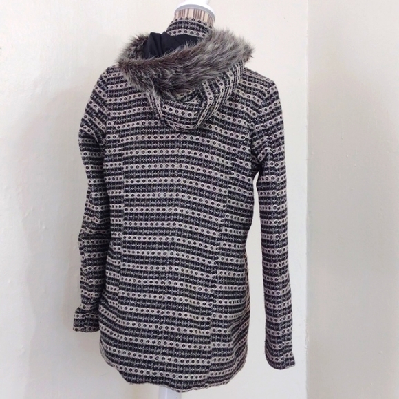 JACK by BB Dakota Wool Blend Tweed Button Front Coat w/ Faux Fur Hood Size M - Picture 4 of 16